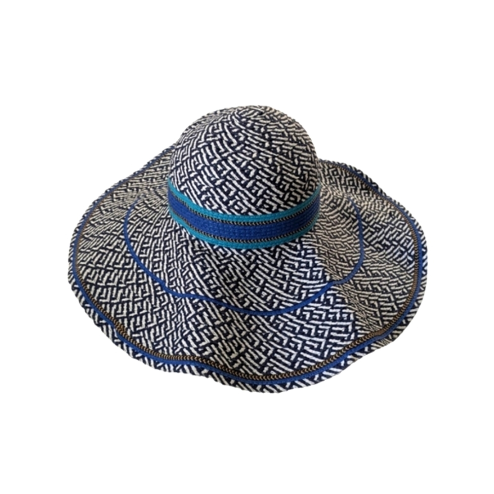 World Market Blue and White Patterned Hat